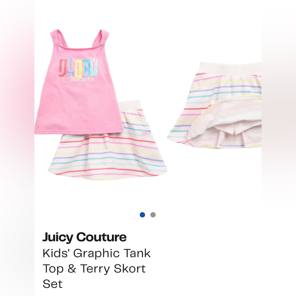 Juicy Couture Girls Graphic Tank Top and Terry Skort Set Size 12 - NEW WITH TAGS